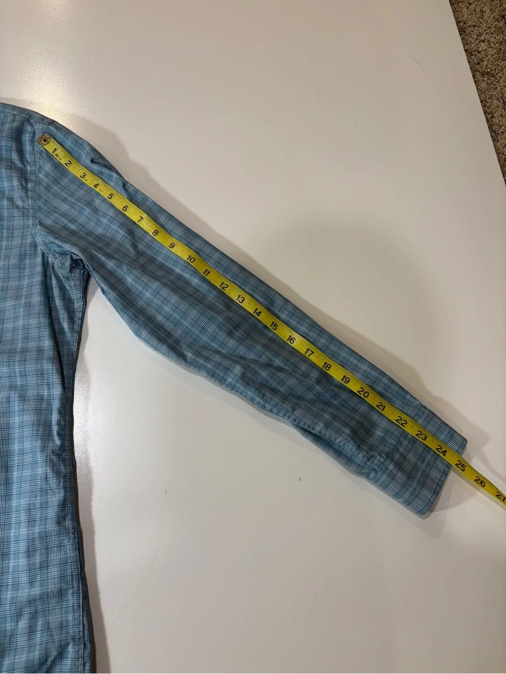 Banana Republic Teal Blue Plaid Buttondown Dress Shirt 15-15.5 Cotton Career‎